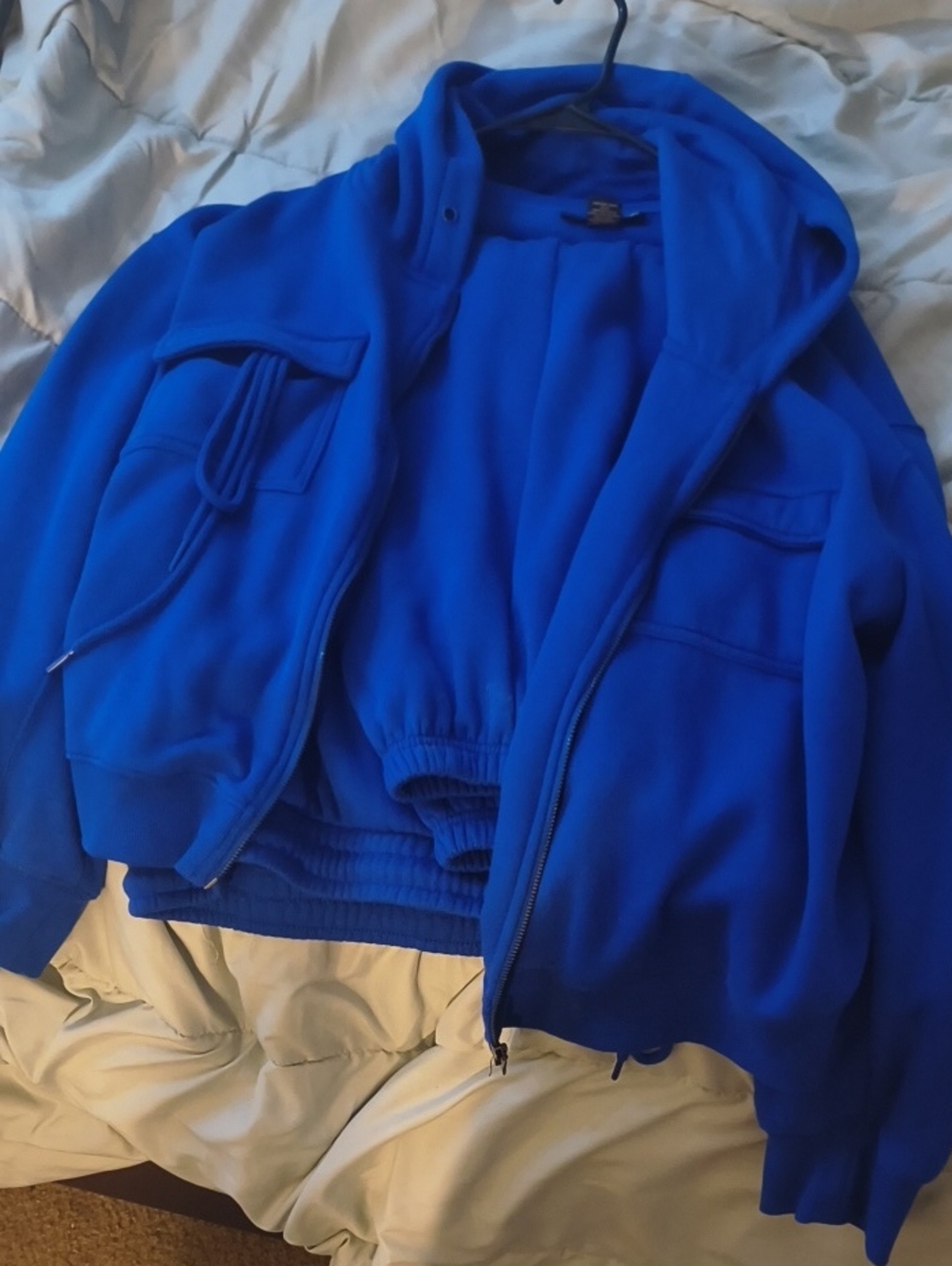 Ashley Stewart Royal Blue Hooded Windbreaker Jacket